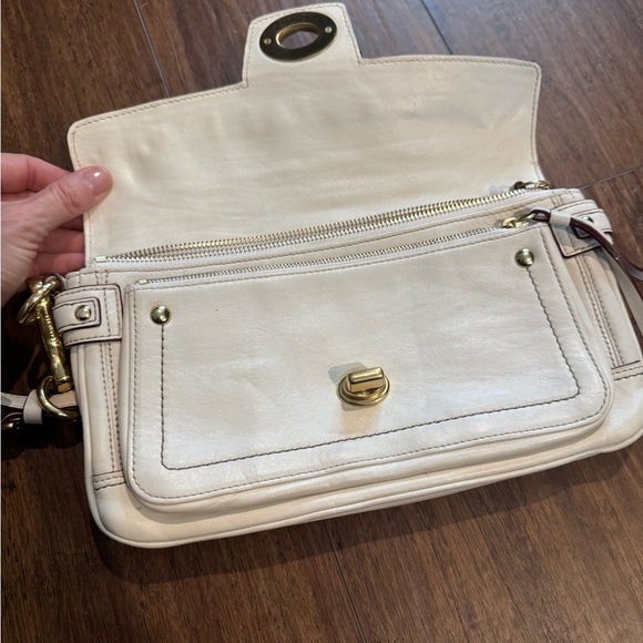 Coach Beige Leather Wristlet with Gold Hardware - Picture 3 of 6